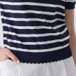 【ILEY 伊蕾】海軍風條紋縲縈針織上衣(深藍色；M-2L；1241375005)