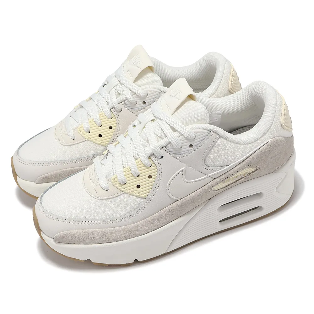 【NIKE 耐吉】休閒鞋 Air Max 90 LV8 女鞋 厚底 增高 米白 氣墊 膠底(FD4328-100)