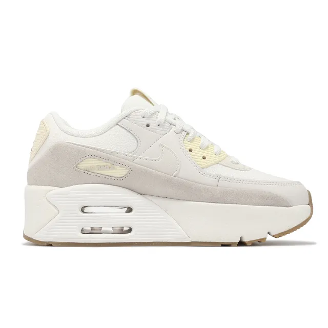 【NIKE 耐吉】休閒鞋 Air Max 90 LV8 女鞋 厚底 增高 米白 氣墊 膠底(FD4328-100)