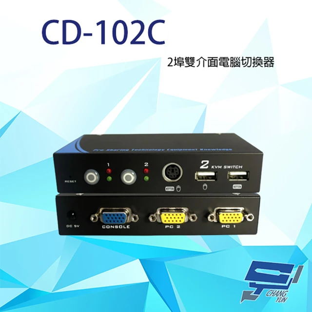 CHANG YUN 昌運 CD-102C 2埠 雙介面電腦切換器 支援PS2及USB雙介面