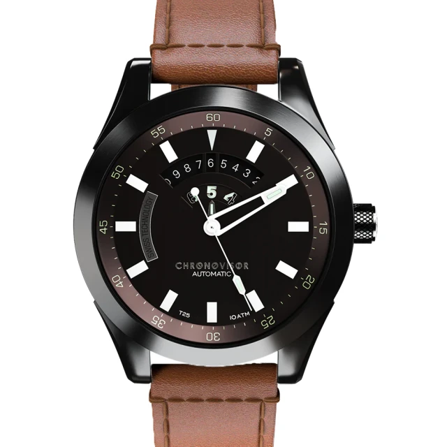 Chronovisor 維度旅人 GENESIS系列機械腕錶-46mm棕x白(CVNM7104-L-WH)