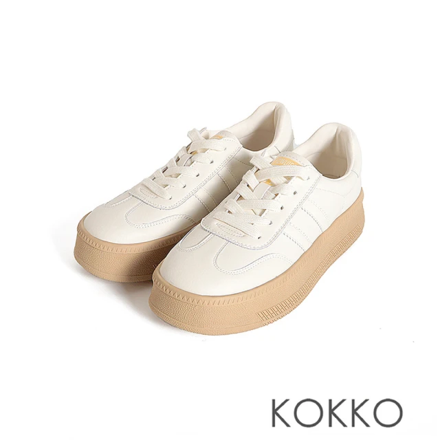KOKKO 集團 復古時尚超軟Q奶茶系厚底休閒鞋(白色)