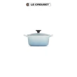 【Le Creuset】琺瑯鑄鐵鍋圓鍋 16cm(海岸藍-電木頭-內鍋白)