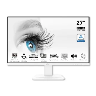 【MSI 微星】(2入組)PRO MP273AW 27型 IPS 100Hz 平面商用護眼螢幕-白色(三輸出/內建喇叭/1ms)