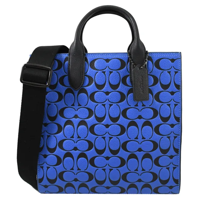 【COACH】GOTHAM 24 經典C字壓紋紙袋造型手提斜背兩用包(藍)