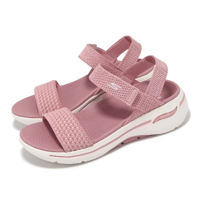 SKECHERS 涼拖鞋 Go Walk Arch Fit Sandal-Polished 女鞋 粉白 厚底 休閒鞋(140264-ROS)