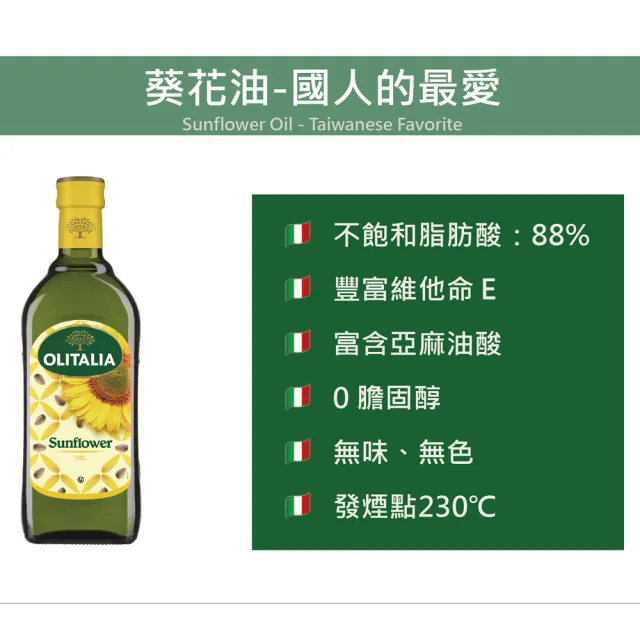 【Olitalia奧利塔】特級初榨橄欖油+葵花油料理組(750mlx6瓶)