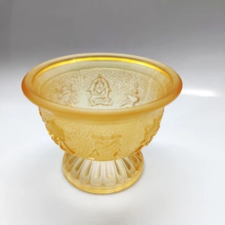 【盛硯莊佛教文物】大號藏傳八吉祥琉璃供杯 X3(藏傳文物)