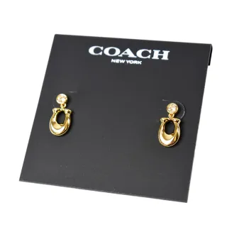 【COACH】專櫃款 C字鋯石針式耳環-金色