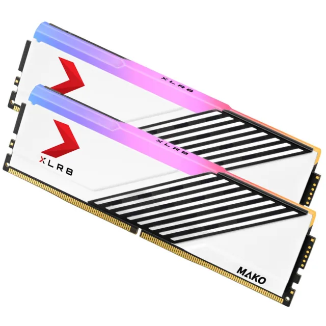 【PNY 必恩威】MAKO RGB DDR5 6000 32GB 桌上型電競記憶體_白(16Gx2雙通道)