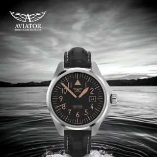 【AVIATOR 飛行員】AIRACOBRA P43 TYPE A 飛行風格 腕錶 手錶 男錶 黑色(V.1.38.0.316.4)