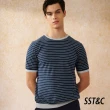 【SST&C 新品９折】深藍底橫條紋棉麻短袖針織衫1112403001