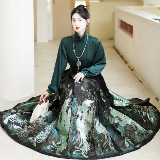 【巴黎精品】現貨+預購 中式套裝兩件式裙裝(中國風復古立領漢服馬面裙女裝v1be3)