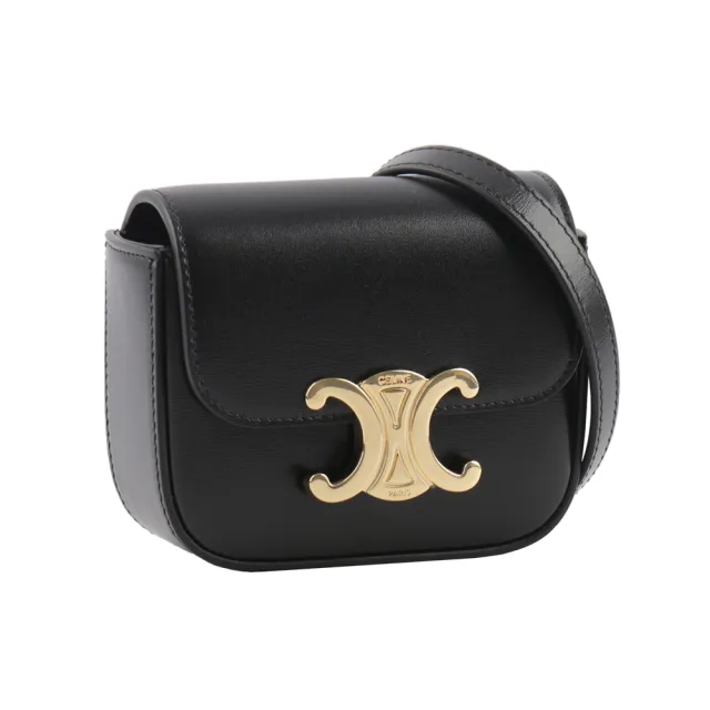 【CELINE】Triomphe 光滑小牛皮迷你斜背包(黑色)