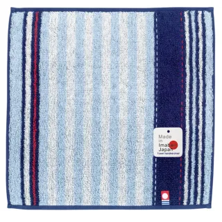 【COMBO!】日本製100%純棉頂級今治認證淺藍色條紋毛巾25 x 25 cm(洗臉毛巾/方巾手帕擦手布)
