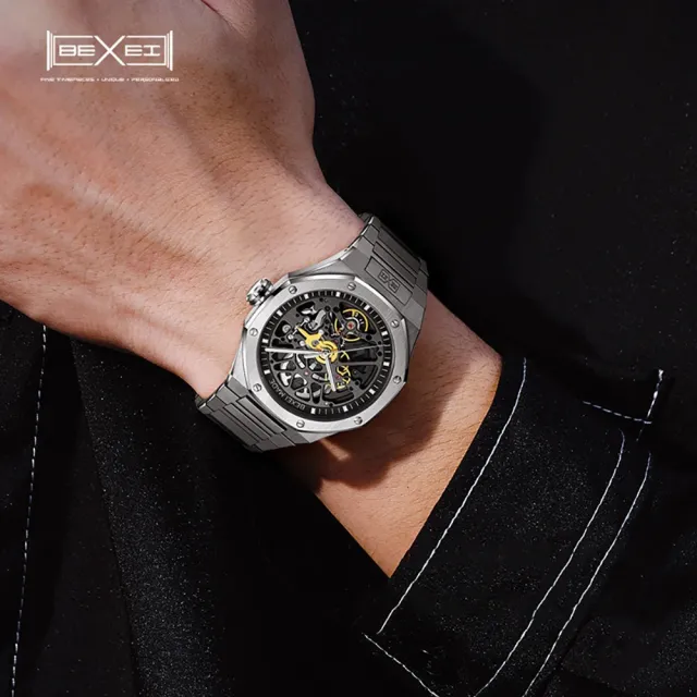 【BEXEI】9096 自動機械機芯 經典八角形設計 農家橡樹 防水 手錶