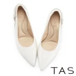 【TAS】精緻水鑽飾條羊皮尖頭高跟鞋(米色)