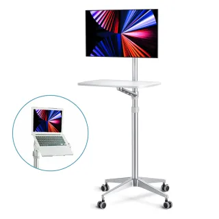 【Ermutek 二木科技】鋁合金落地式可移動多功能電腦螢幕支架工作台(筆電/螢幕適用 DM-040-S)