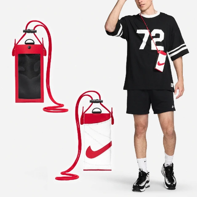 NIKE 耐吉 手機斜背包 Premium Phone Crossbody Bag 紅 白 可觸控 可調背帶 小包(N101003664-2OS)