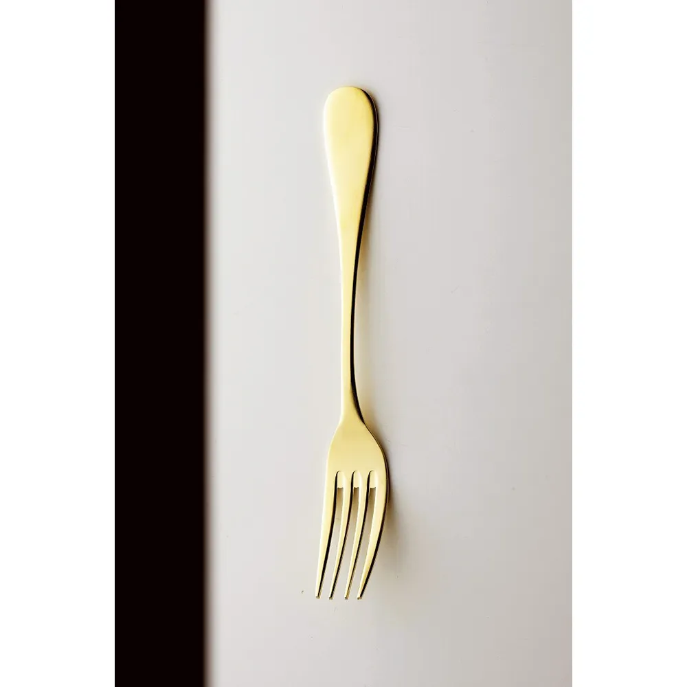 【DAIDOKORO】日本製維多利亞風頂級耐高溫抗菌304不鏽鋼叉子18.3 cm(金色/洗碗機適用)