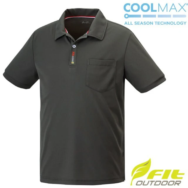 FITFIT 男 Coolmax POLO領短袖上衣.POLO衫.吸濕排汗衣.運動休閒衫(PS1104-78 灰褐色)