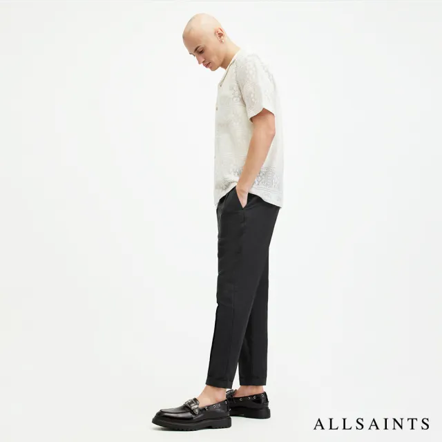 【ALLSAINTS】CROSS TALLIS 亞麻打摺中腰九分西裝褲-黑色 M006TA(修身版型)