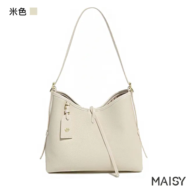 【MAISY】輕盈大容量通勤時尚單肩斜肩托特包(現+預  黑色／棕色／米色)