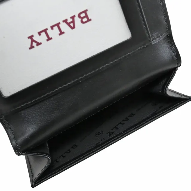 【BALLY】BALEE 經典紅白紅條紋織帶證件信用卡名片夾零錢包(黑)
