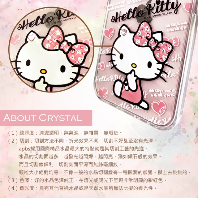 【apbs】三麗鷗 iPhone 16/15/14/13/12系列 防震雙料隱形立架水晶彩鑽手機殼(凱蒂呆呆萌)