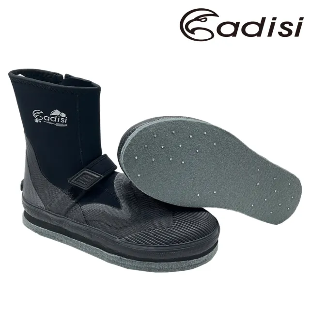【ADISI】長筒EVA防滑釘鞋/黑-灰/AS24011(24~29 溯溪 浮潛 潛水 止滑 菜瓜布鞋 釘鞋 溪釣 海釣)