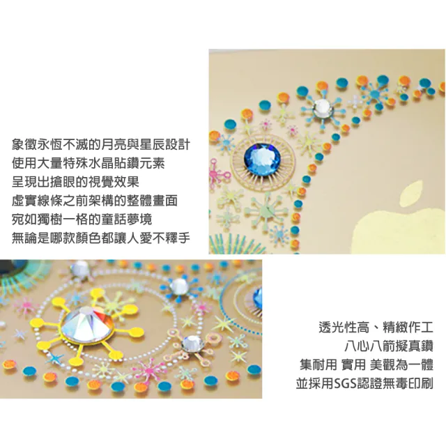 【apbs】iPhone 15系列 防震雙料隱形立架水晶彩鑽手機殼(星月-黑框)