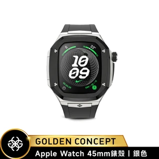 【Golden Concept】Apple Watch 45mm 保護殼 SPIII45 銀錶殼/黑橡膠錶帶(蝴蝶扣運動版)