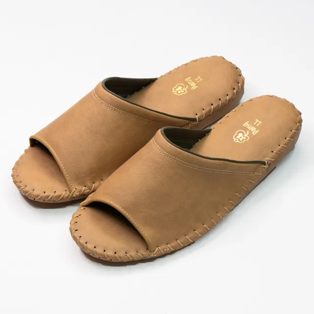 【PANSY】日本 經典款 男士手工舒適柔軟皮革 室內鞋 拖鞋 防滑拖鞋(9723 棕色)