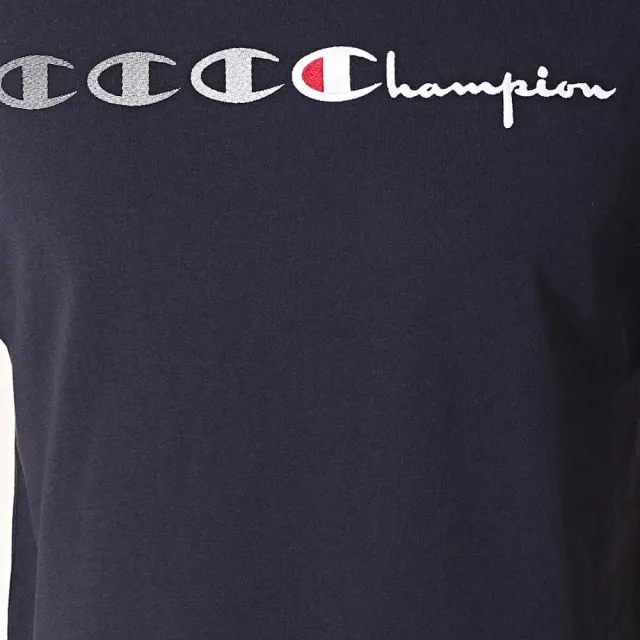 【Champion】champion 歐版 印刷電繡logo 短袖T恤 深藍色(歐版上衣 質感優良)