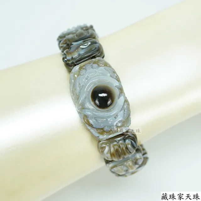【藏珠家】精品雙龍拱珠+黃財神咒天眼天珠手鍊-中手排