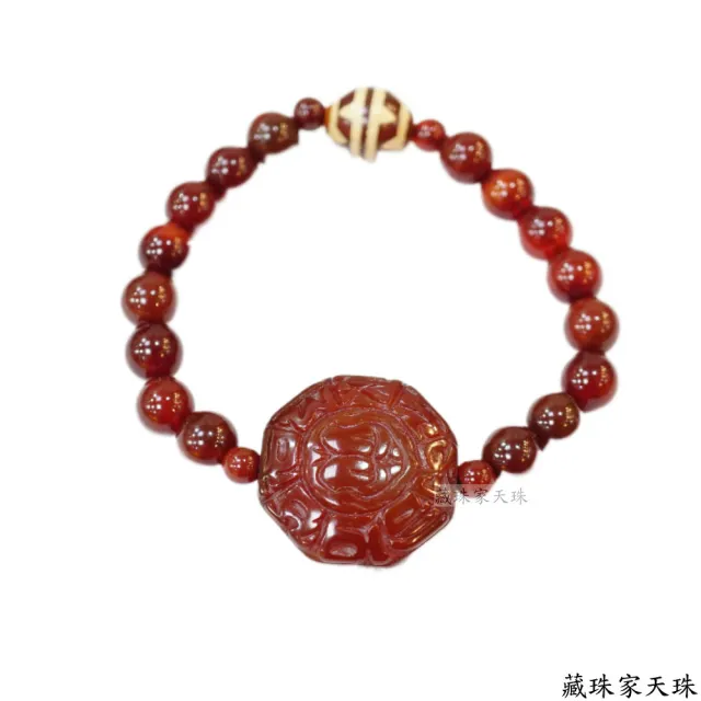 【藏珠家】25mm紅玉髓兩儀八卦+財咒天珠手鍊