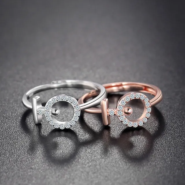 【925 STARS】純銀925戒指 美鑽戒指/純銀925微鑲美鑽女性符號造型開口戒(2色任選)
