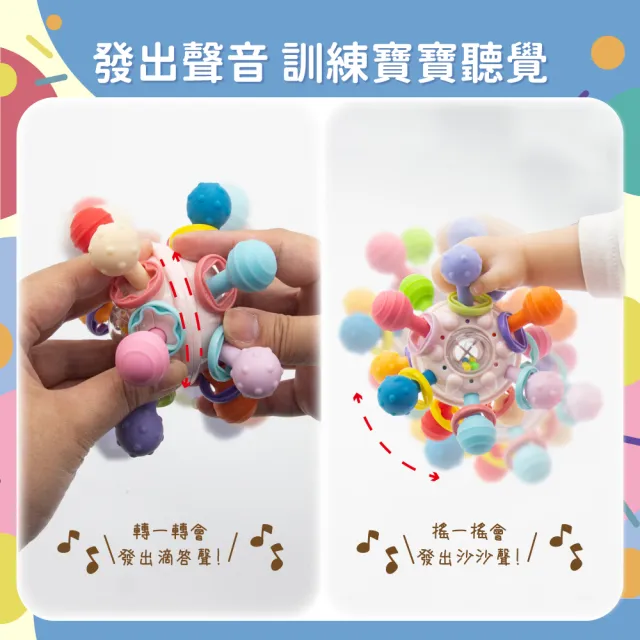 【OhBabyLaugh】原子手抓球(幼兒玩具/感覺啟蒙/安全牙膠/磨牙棒/咬咬樂/固齒器/手抓球/手指球/曼哈頓球)