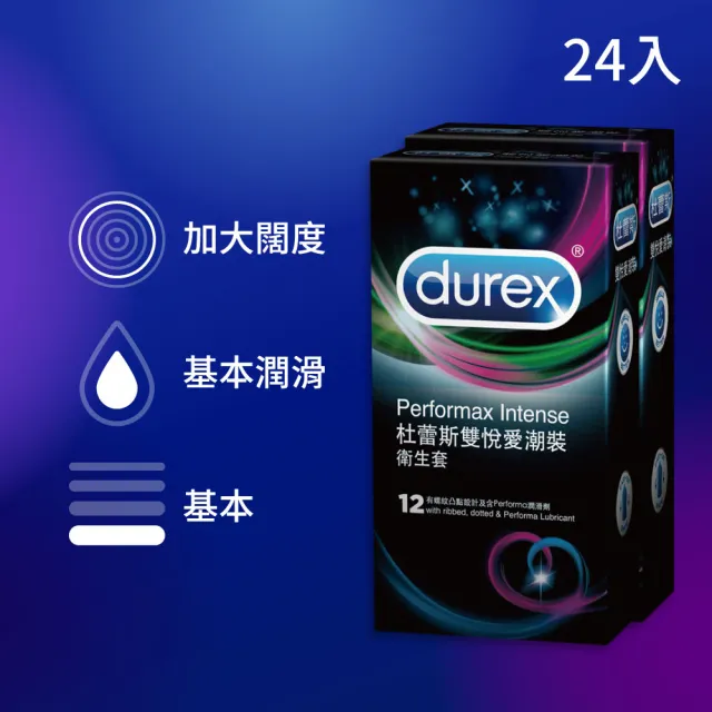 【Durex 杜蕾斯】雙悅愛潮裝保險套12入*2盒(共24入 保險套/保險套推薦/衛生套/安全套/避孕套/避孕)
