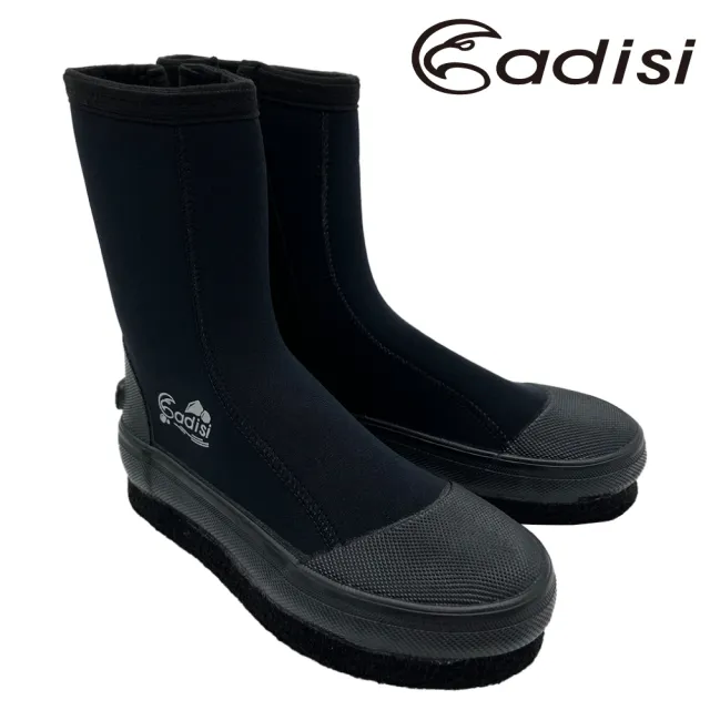 【ADISI】長筒防滑鞋/黑色/短橡膠片/AS24010(18~22 溯溪 浮潛 潛水 止滑 菜瓜布)