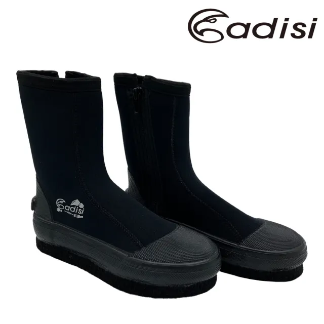 【ADISI】長筒防滑鞋/黑色/短橡膠片/AS24010(18~22 溯溪 浮潛 潛水 止滑 菜瓜布)