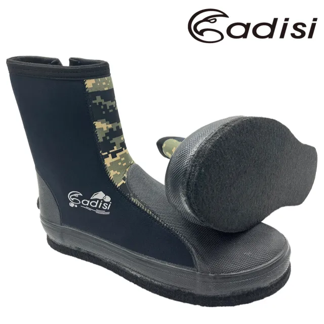 【ADISI】長筒防滑鞋/黑-數位迷彩/長橡膠片/AS24010(23~29 溯溪 浮潛 潛水 止滑 菜瓜布)