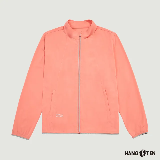 【Hang Ten】女裝-恆溫多功能-立領涼爽防曬輕量彈性尼龍外套(桃紅色)
