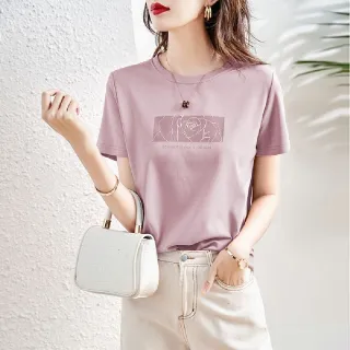 【LANNI 藍尼】★玫瑰圖騰休閒上衣(上衣/女裝/T恤/休閒/百搭)