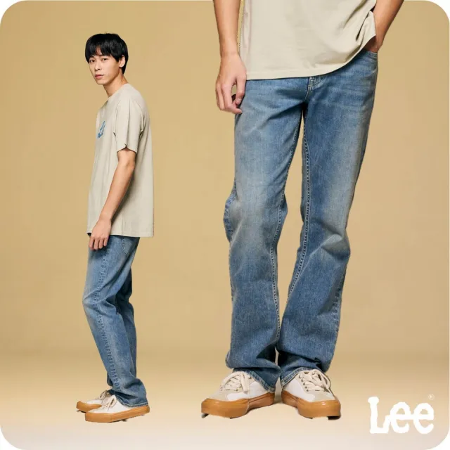 【Lee 官方旗艦】男裝 牛仔褲 / 743 中腰舒適直筒 中藍洗水(LB417023941)