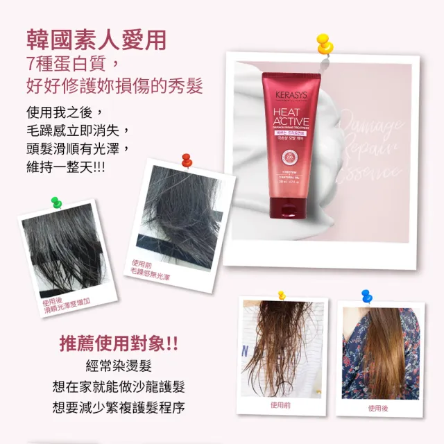 【KeraSys 可瑞絲】4入組_熱感修護精華(台灣總代理/極度損傷220ml/捲髮造型200ml)
