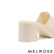 【MELROSE】美樂斯 簡約日常純色美型高跟拖鞋(米白)