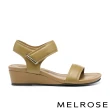 【MELROSE】美樂斯 簡約一字帶純色楔型低跟涼鞋(綠)