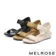 【MELROSE】美樂斯 簡約一字帶純色楔型低跟涼鞋(綠)