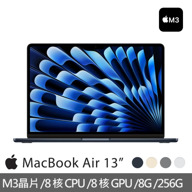 Apple 微軟365個人版★MacBook Air 13.6吋 M3 晶片 8核心CPU 與 8核心GPU 8G/256G SSD